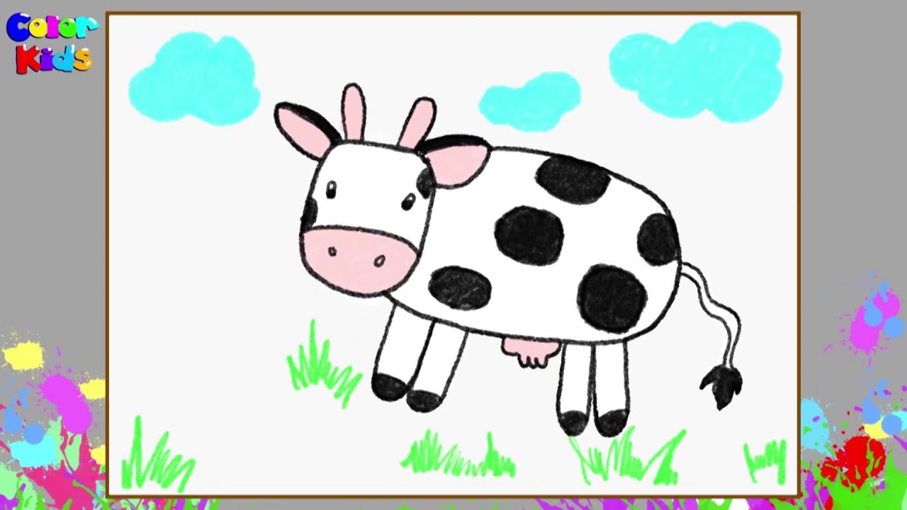 BÉ HỌA SĨ  Thực hành tập vẽ 53 Vẽ con bò sữa  YouTube