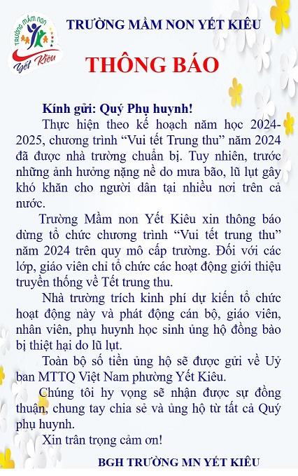 thông báo ủng hộ